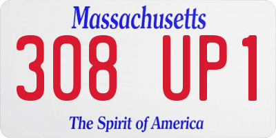 MA license plate 308UP1