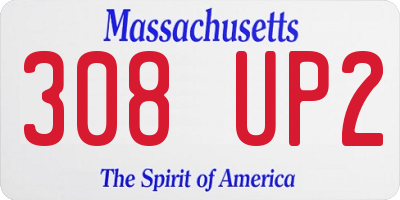 MA license plate 308UP2