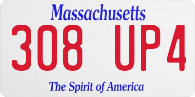 MA license plate 308UP4