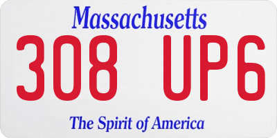MA license plate 308UP6
