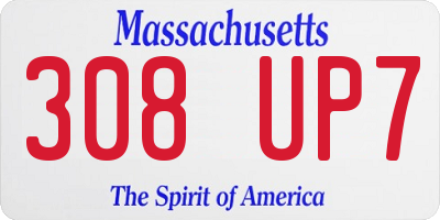 MA license plate 308UP7