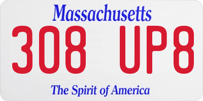 MA license plate 308UP8