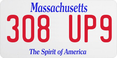 MA license plate 308UP9