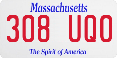 MA license plate 308UQ0