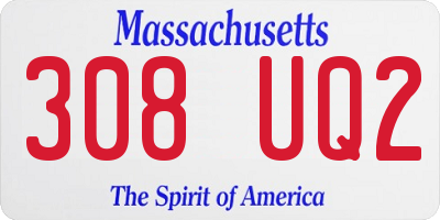 MA license plate 308UQ2
