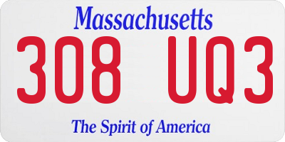 MA license plate 308UQ3
