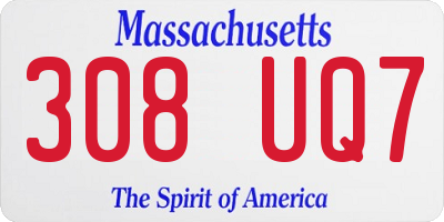 MA license plate 308UQ7