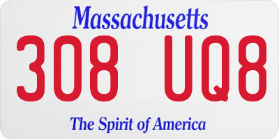 MA license plate 308UQ8