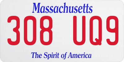 MA license plate 308UQ9