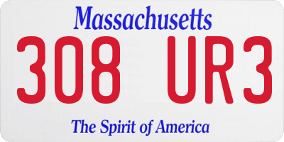MA license plate 308UR3