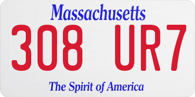 MA license plate 308UR7