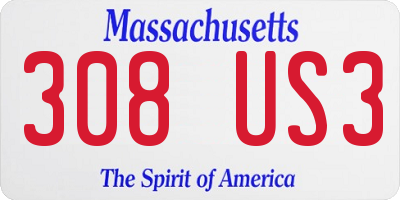 MA license plate 308US3