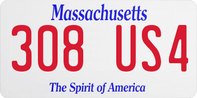 MA license plate 308US4