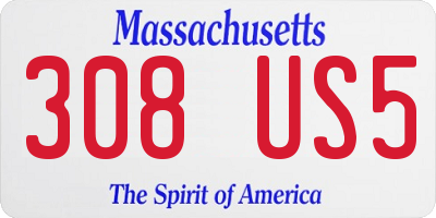 MA license plate 308US5