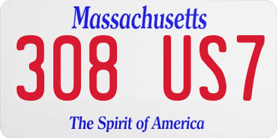 MA license plate 308US7