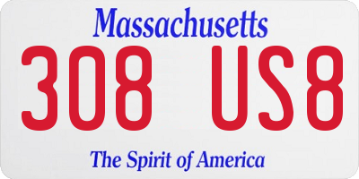 MA license plate 308US8