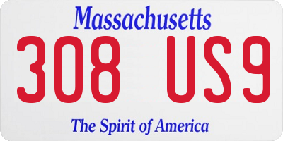 MA license plate 308US9