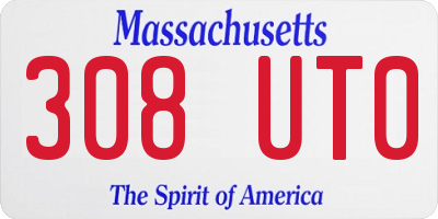 MA license plate 308UT0