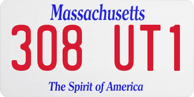MA license plate 308UT1