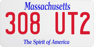 MA license plate 308UT2