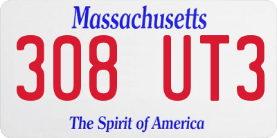 MA license plate 308UT3