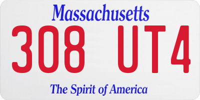 MA license plate 308UT4