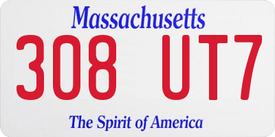 MA license plate 308UT7