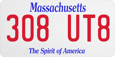 MA license plate 308UT8