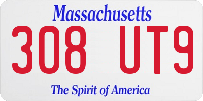 MA license plate 308UT9