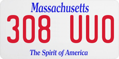 MA license plate 308UU0