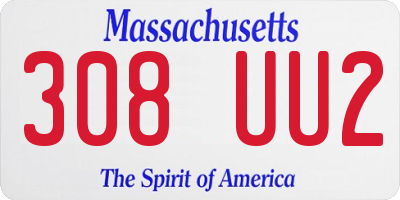 MA license plate 308UU2