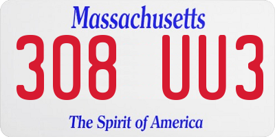 MA license plate 308UU3