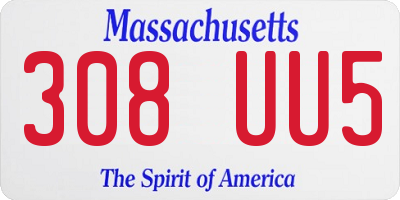 MA license plate 308UU5
