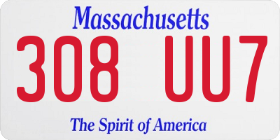 MA license plate 308UU7