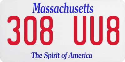 MA license plate 308UU8