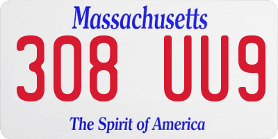 MA license plate 308UU9