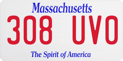 MA license plate 308UV0