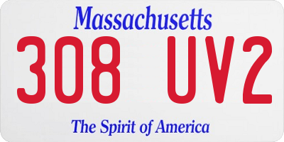 MA license plate 308UV2