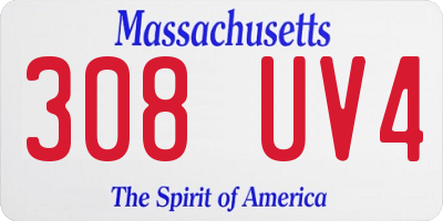 MA license plate 308UV4