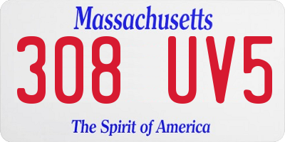 MA license plate 308UV5