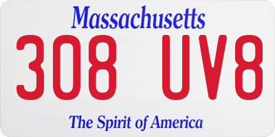 MA license plate 308UV8