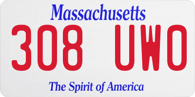 MA license plate 308UW0