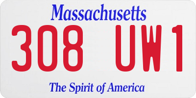 MA license plate 308UW1