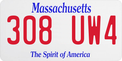 MA license plate 308UW4