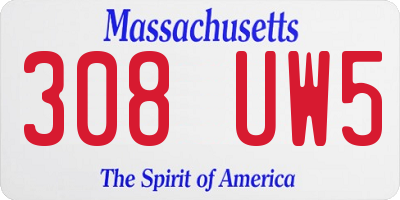 MA license plate 308UW5