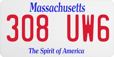 MA license plate 308UW6