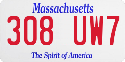 MA license plate 308UW7