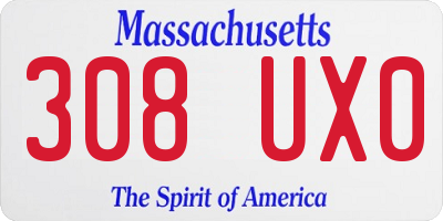 MA license plate 308UX0