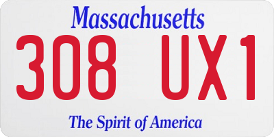 MA license plate 308UX1