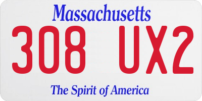 MA license plate 308UX2